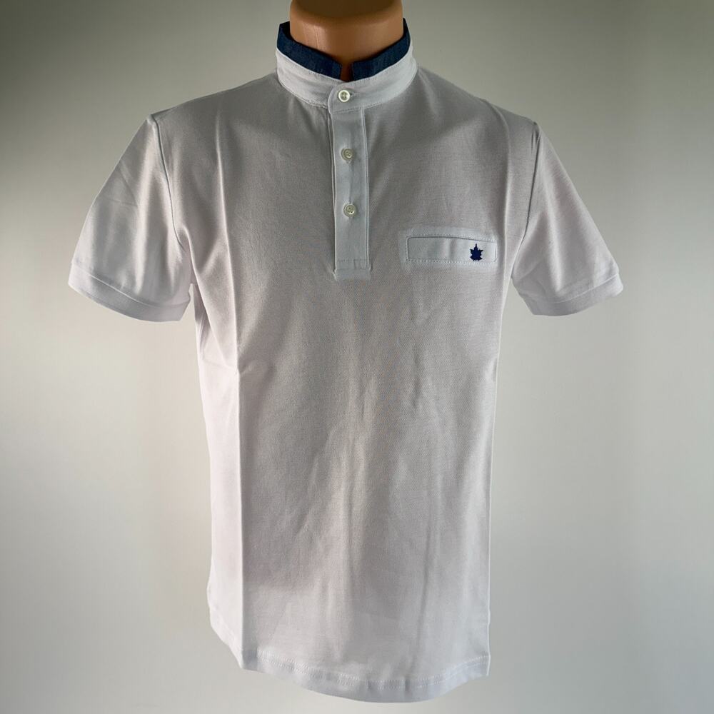 White by Nature Men 100% Cotton Short Sleeve High Neck T-Shirt White Size S NWT